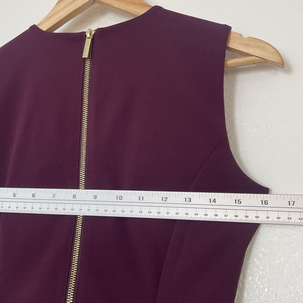 Calvin Klein Womens Plum Purple Sleeveless Sheath Dress Gold Zipper Size 2 - Picture 4 of 5